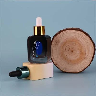 Sticlă de sticlă cosmetică personalizată Square Square Square Sticla de ulei esențial de 30 ml Sticlă serică